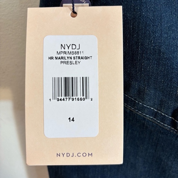 NYDJ Sz 14 High Rise Marylin Straight Dark Wash Jeans in Presley Collur NEW - Picture 9 of 14